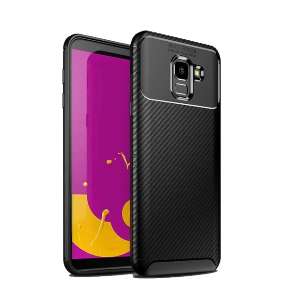 Smcase Samsung Galaxy J6 Ultra Soft Negro Karbon Silikon Kılıf  Nano Ekran Koruyucu