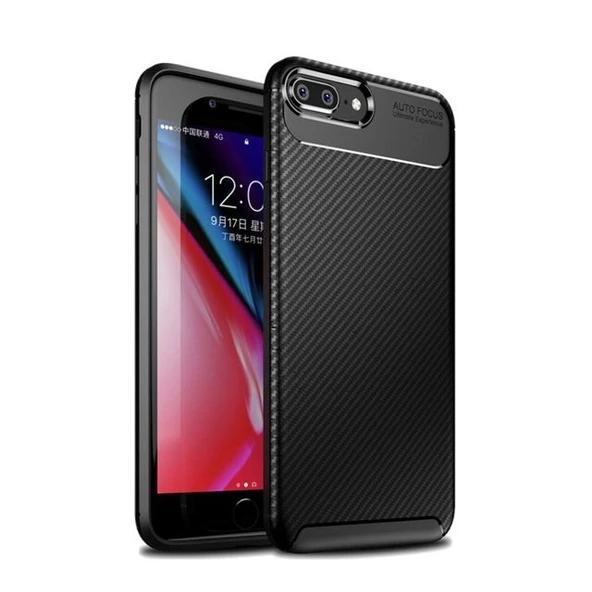 Smcase iPhone 7 Plus Ultra Soft Negro Karbon Silikon Kılıf  Nano Ekran Koruyucu