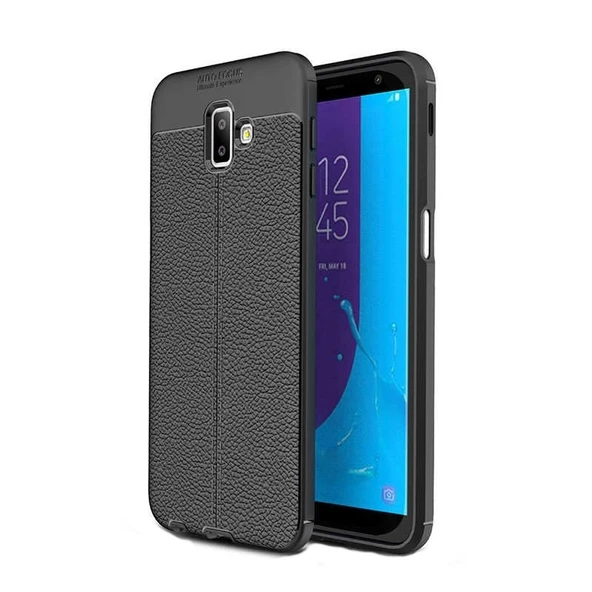 Smcase Samsung Galaxy J6 Plus Deri Dokulu Silikon Kılıf  Nano Ekran Koruyucu