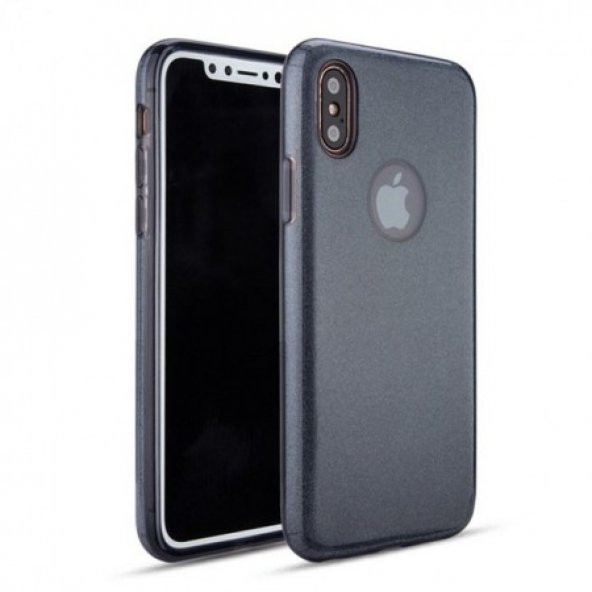 Smcase iPhone XR Kılıf Lüks Simli Silikonlu   Nano Ekran Koruyucu