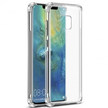 Smcase Huawei Mate 20 Pro Darbe Korumalı Silikon Kılıf  Tam Kapatan Cam