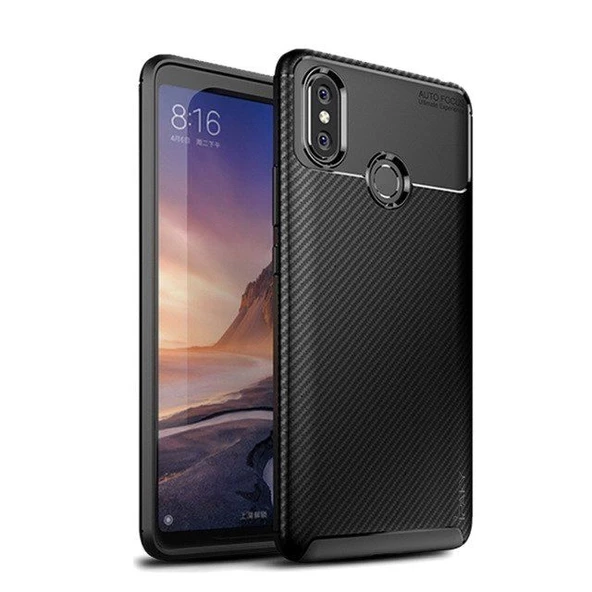 Smcase Xiaomi Mi Max 3 Negro Karbon Silikon Kılıf