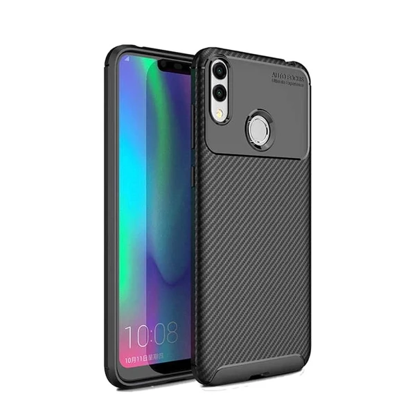 Smcase Huawei Honor 8C Negro Karbon Silikon Kılıf  Nano Ekran Koruyucu