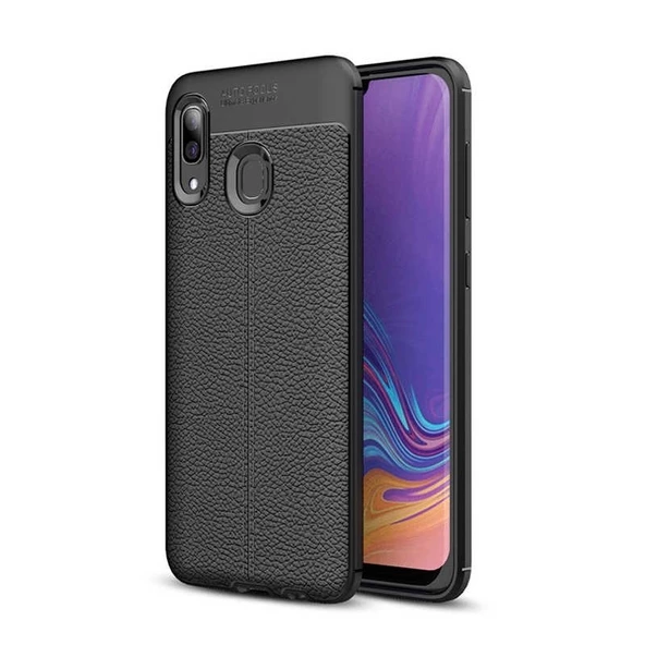 Smcase Huawei Honor 8C Deri Dokulu Silikon Kılıf