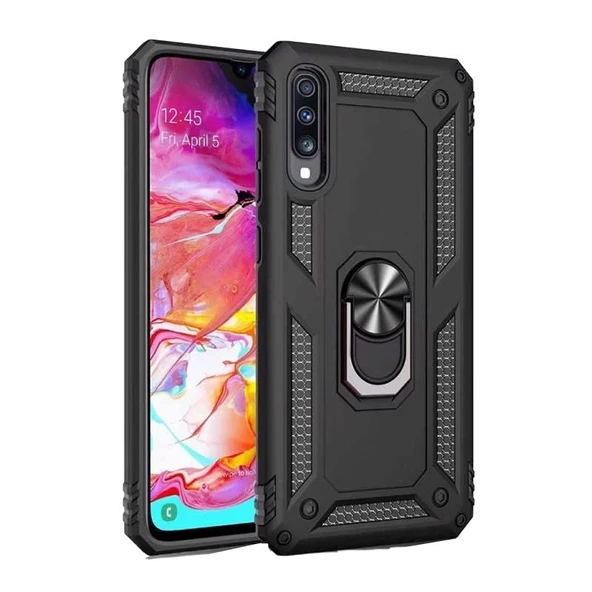 Smcase Samsung Galaxy A70 Kılıf Vega Yüzüklü Tank Kapak