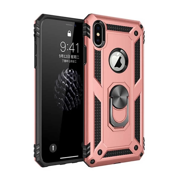 Smcase iPhone XS Kılıf Vega Yüzüklü Tank Kapak   Nano Ekran Koruyucu - Resim 9