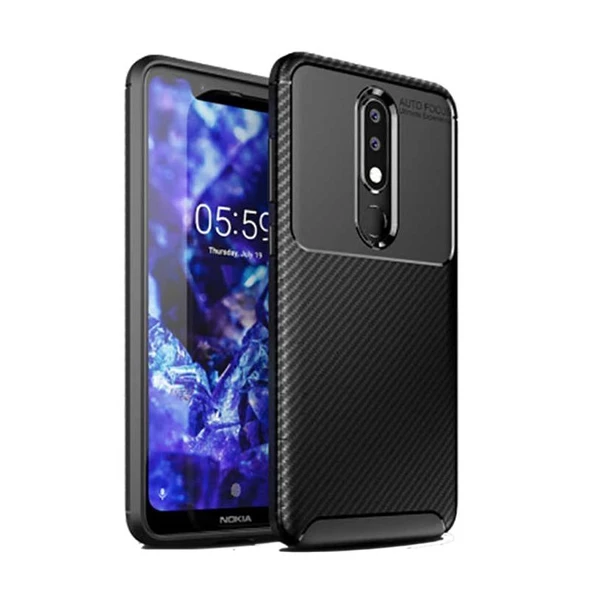 Smcase Nokia 5.1 Plus Negro Karbon Silikon Kılıf