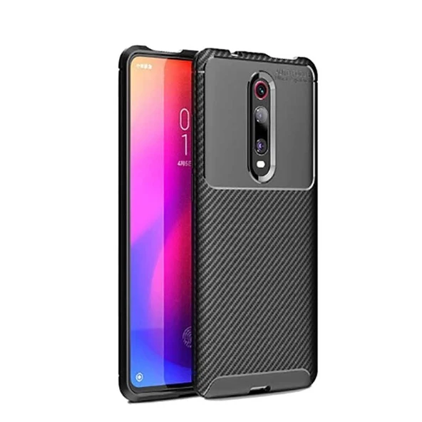 Smcase Xiaomi Mi 9T Kılıf Negro Karbon Silikon