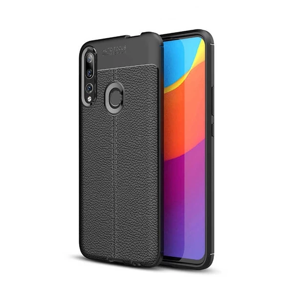 Smcase Huawei Y9 Prime 2019 Kılıf Deri Dokulu Silikon