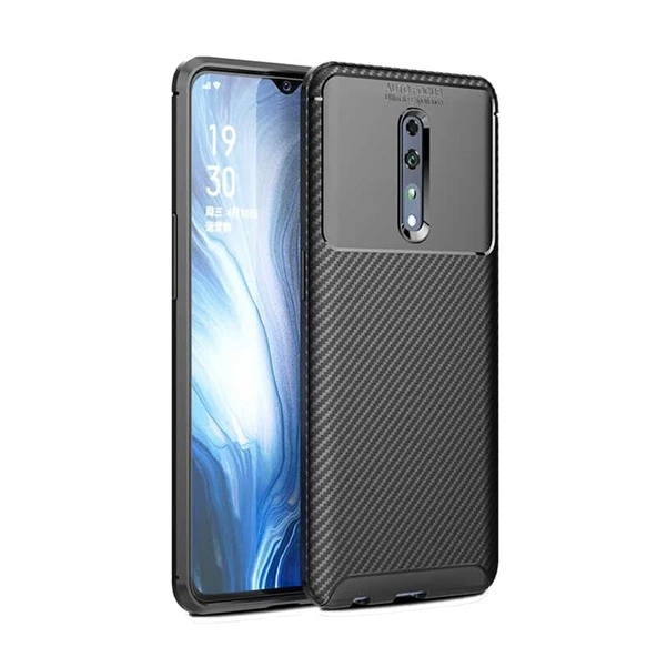 Smcase Oppo Reno Z Kılıf Negro Karbon Silikon  Nano Ekran Koruyucu