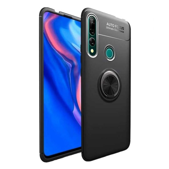 Smcase Huawei Y9 Prime 2019 Kılıf Ravel Yüzüklü Silikon  Nano Ekran Koruyucu