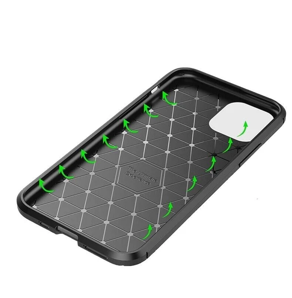 Smcase iPhone 11 Pro Kılıf Negro Karbon Silikon  Nano Ekran Koruyucu - 3