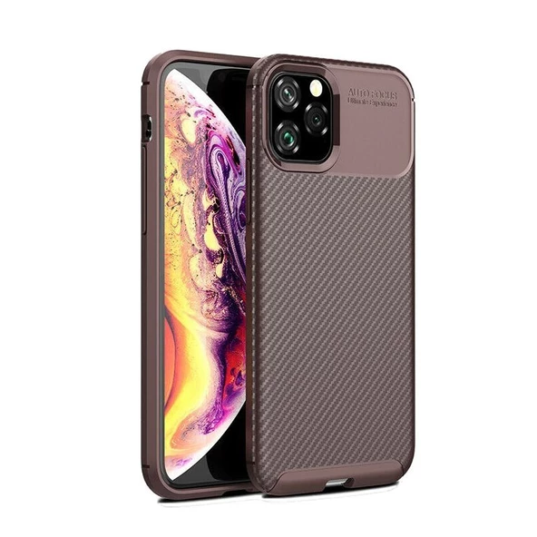 Smcase iPhone 11 Pro Kılıf Negro Karbon Silikon  Nano Ekran Koruyucu - 5