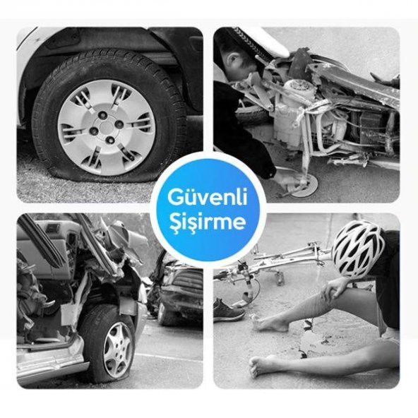 Coofbe 12V Taşınabilir Kompresör, Araç İçin Lastik Şişirme Pompası, Otomobil, Motosiklet, Bisiklet Pompası - 4