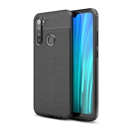 Smcase Xiaomi Redmi Note 8 Kılıf Deri Dokulu Silikon  Nano Ekran Koruyucu