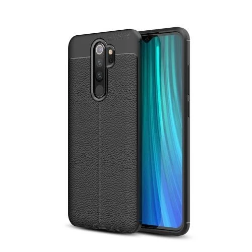 Smcase Xiaomi Redmi Note 8 Pro Kılıf Deri Dokulu Silikon  Nano Ekran Koruyucu