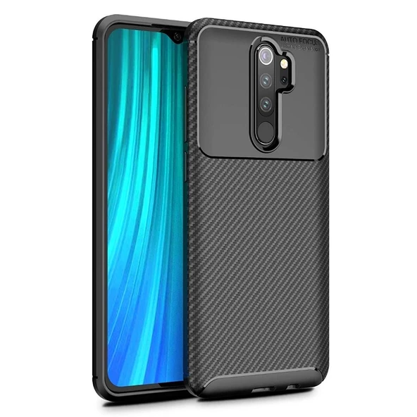 Smcase Xiaomi Redmi Note 8 Pro Kılıf Negro Karbon Silikon  Nano Ekran Koruyucu