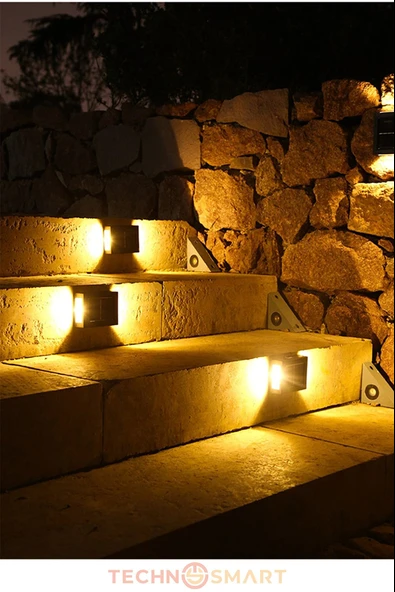 4 Ledli Solar Çift Taraflı Duvar Lambası Güneş Enerjili Aydınlatma Dekorasyon Aplik Işık - 2