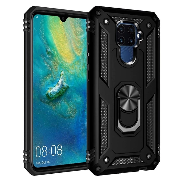 Smcase Huawei Mate 30 Lite Vega Yüzüklü Tank Kapak Kılıf  Nano Ekran Koruyucu