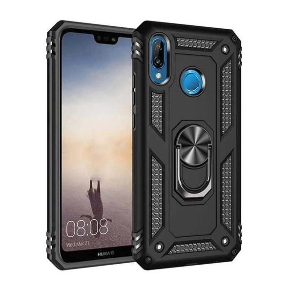 Smcase Huawei P20 Lite Vega Yüzüklü Tank Kapak Kılıf