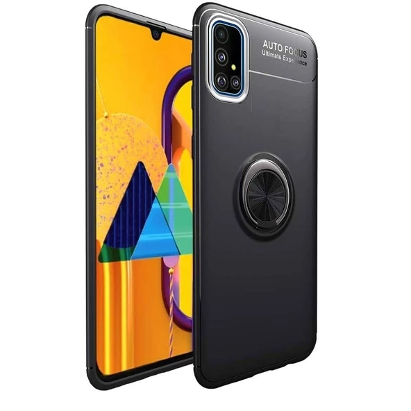 Smcase Samsung Galaxy A71 Kılıf Ravel Yüzüklü Standlı Silikon