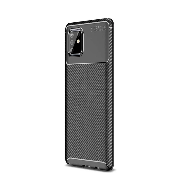 Smcase Samsung Galaxy Note 10 Lite Kılıf Negro Karbon Dokulu Silikon  Tam Kapatan Ekran Koruyucu