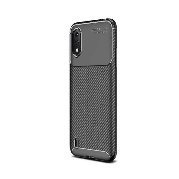 Smcase Samsung Galaxy A01 Kılıf Negro Karbon Silikon