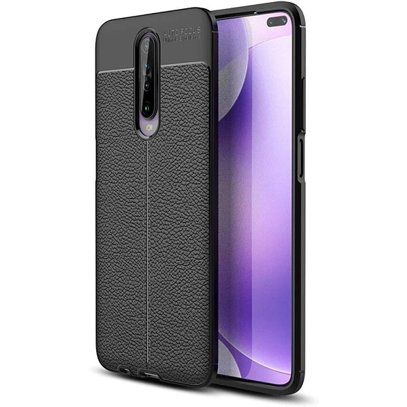 Smcase Xiaomi Redmi K30 Kılıf Deri Dokulu Silikon  Nano Ekran Koruyucu