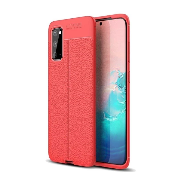 Smcase Samsung Galaxy S20 Ultra Kılıf Deri Dokulu Silikon - 4