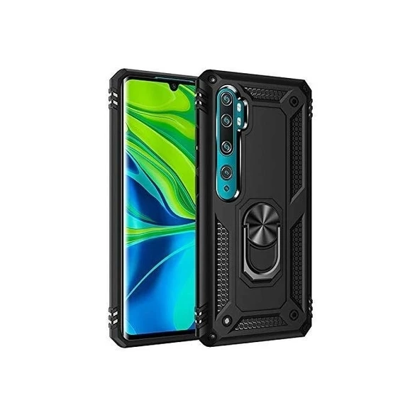 Smcase  Xiaomi Mi Note 10 Pro Kılıf Vega Yüzüklü Tank Kapak