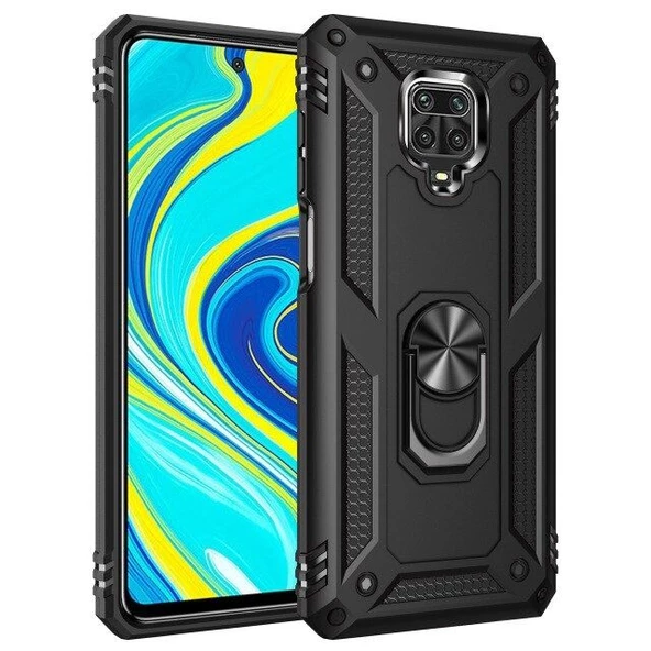 Smcase Xiaomi Redmi Note 9S Kılıf Vega Yüzüklü Tank Kapak