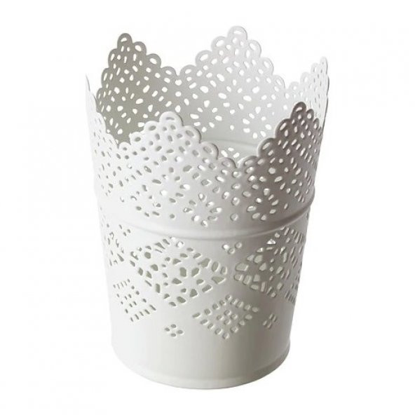 IKEA Skurar Metal Dekoratif Vazo Mumluk Beyaz Çap 11 cm