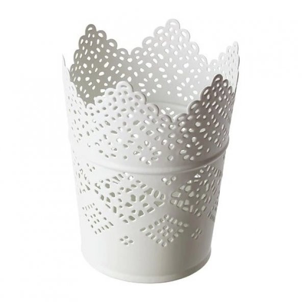 IKEA Skurar Metal Dekoratif Vazo Mumluk Beyaz Çap 11 cm - 1