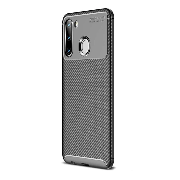 Smcase Samsung Galaxy A21 Kılıf Negro Karbon Silikon