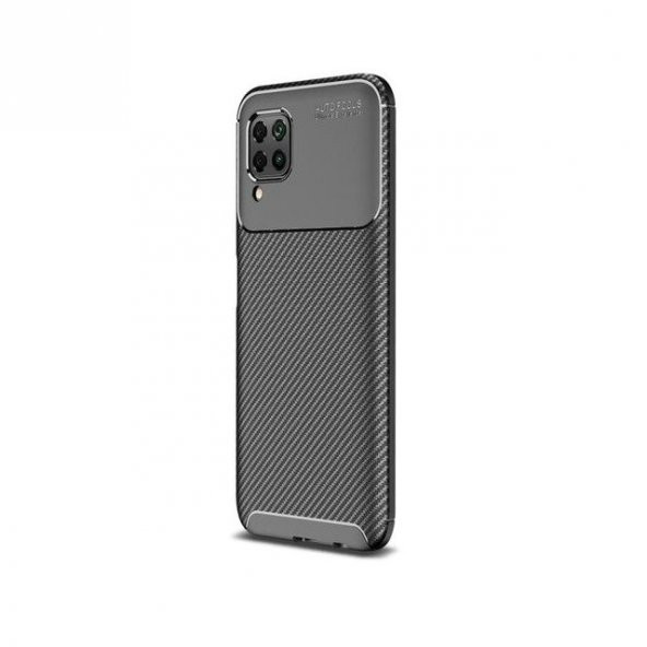 Smcase Huawei P40 Lite Kılıf Negro Karbon Desenli Silikon  Nano Ekran Koruyucu