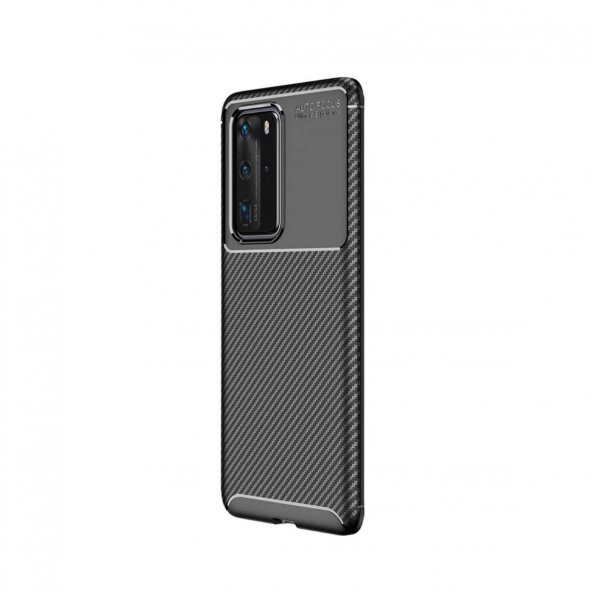 Smcase Huawei P40 Pro Kılıf Negro Karbon Silikon