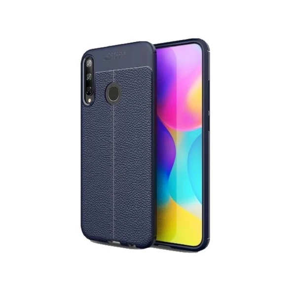 Smcase Huawei P40 Lite E Kılıf Deri Dokulu Silikon  Nano Ekran Koruyucu - 6