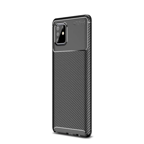 Smcase Samsung Galaxy Note 10 Lite Kılıf Negro Karbon Dokulu Silikon  Nano Ekran Koruyucu  Kartlıklı Slim Cüzdan