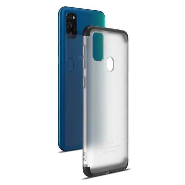 Smcase Samsung Galaxy M30s Kılıf 3-1 Ays zore 360 Buzlu Mat Sert Kapak  Nano Ekran Koruyucu  Kartlıklı Slim Cüzdan