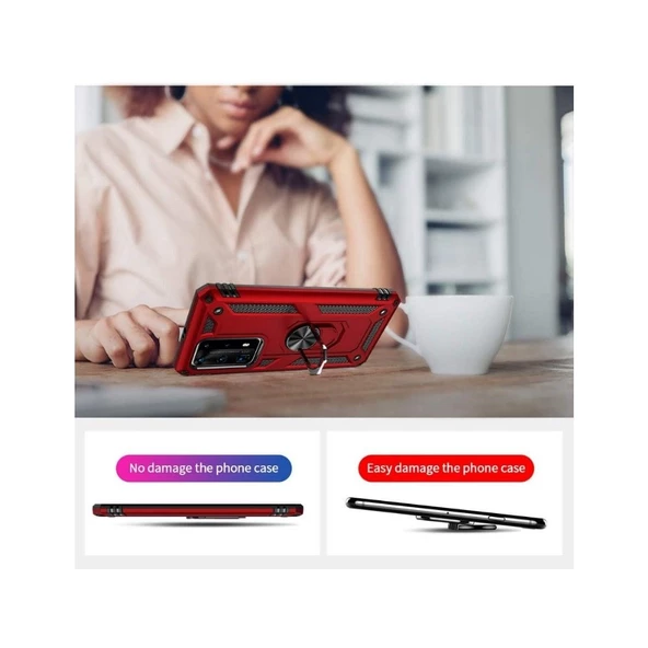 Smcase Huawei P40 Pro Kılıf Vega Yüzüklü Tank Kapak - Resim 2