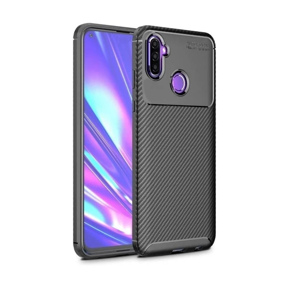 Smcase Samsung Galaxy M11 Kılıf Negro Karbon Silikon