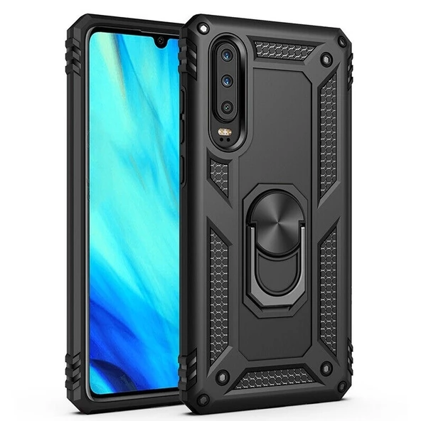 Smcase Huawei P Smart Pro Kılıf Vega Yüzüklü Tank Kapak