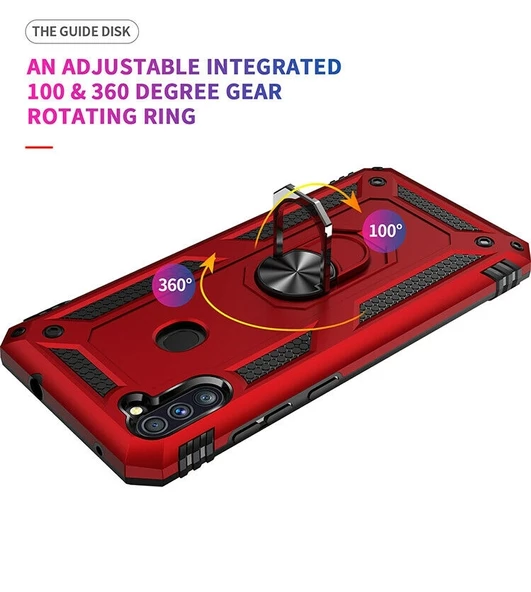 Smcase Samsung Galaxy A11 Kılıf Vega Yüzüklü Tank Kapak - 11