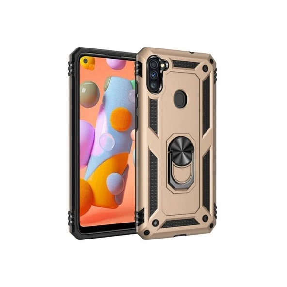 Smcase Samsung Galaxy A11 Kılıf Vega Yüzüklü Tank Kapak - 4