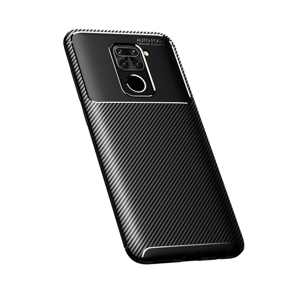 Smcase Xiaomi Redmi Note 9 Kılıf Negro Karbon Silikon  Nano Ekran Koruyucu