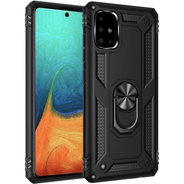 Smcase Samsung Galaxy A41 Kılıf Vega Yüzüklü Tank Kapak