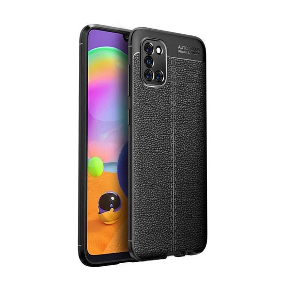 Smcase Samsung Galaxy A31 Kılıf Deri Dokulu Silikon