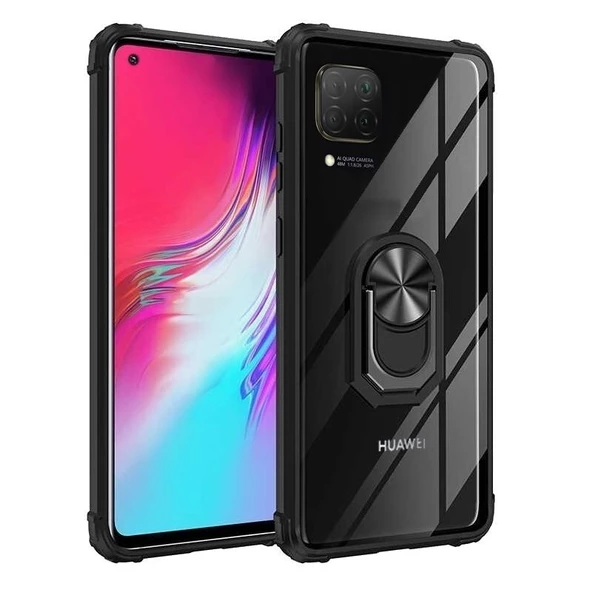 Smcase Huawei P40 Lite Kılıf Mola Yüzüklü Tank Kapak  Nano Ekran Koruyucu