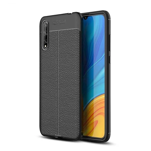 Smcase Huawei P Smart S Kılıf Deri Dokulu Silikon