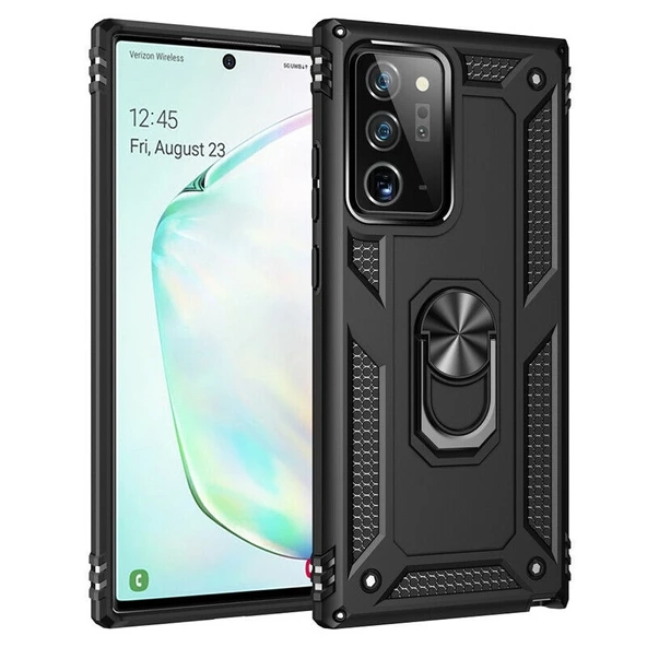 Smcase Samsung Galaxy Note 20 Ultra Kılıf Vega Yüzüklü Tank Silikon